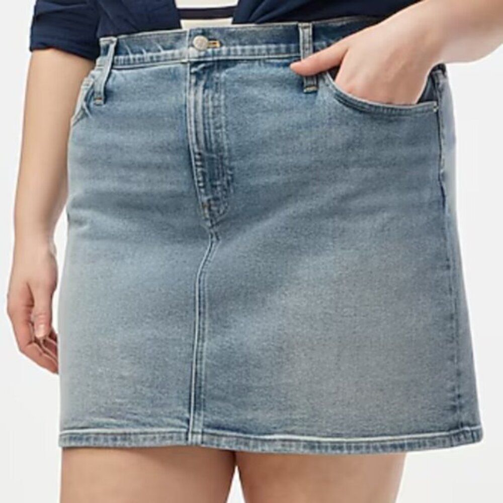 J Crew Women's Plus Size Denim Mini‎ Skirt Cotton Beach Washed Blue